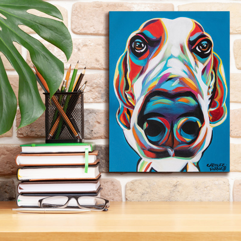 «Nosy Dog» par Carolee Vitaletti, H 16 po x l 12 po x P 0,75 po