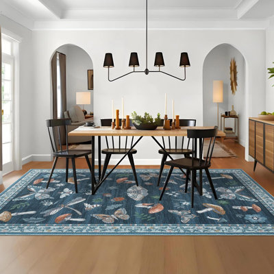 Rectangle Floral Washable Area Rug