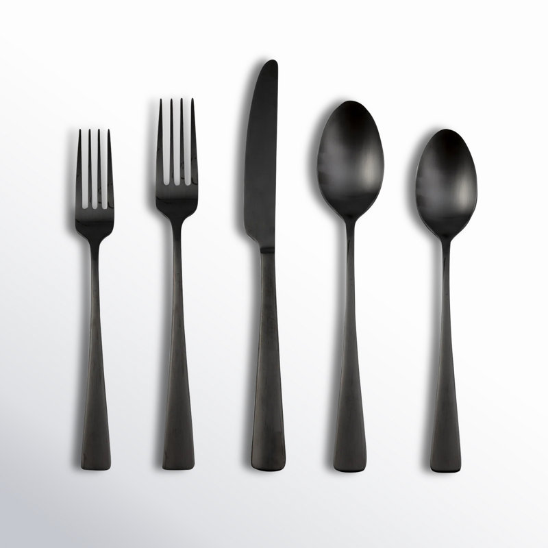 Elmire 20-Piece Flatware Set, Black Satin
