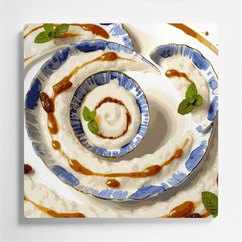 Dessert riz au lait, art mural beige, H 8 po x l 8 po