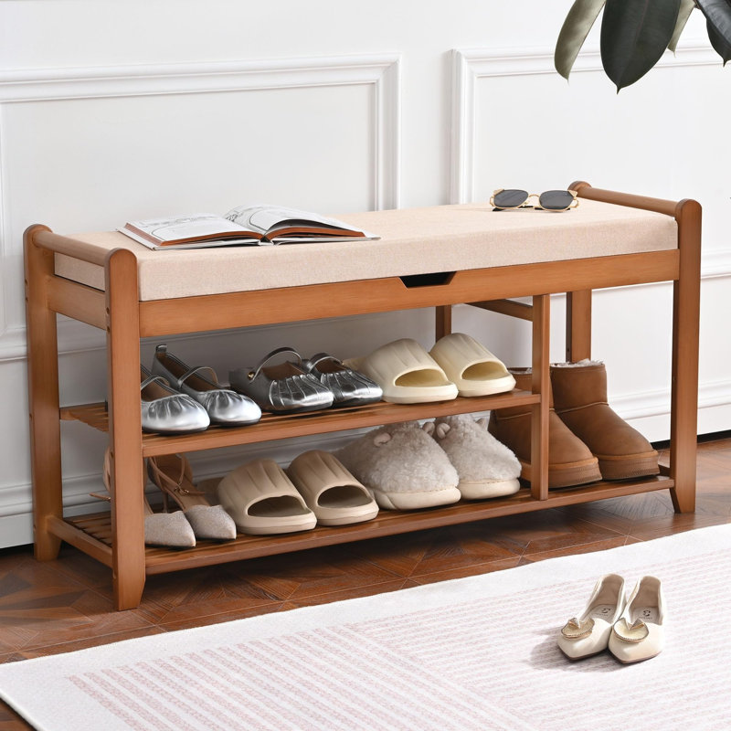Banc à chaussures avec rangement dissimulé, 19.7" H x 39.4" W x 11.8" D