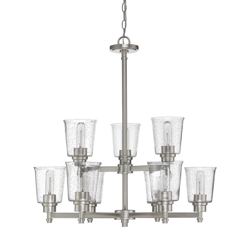 Masham 9 - Light Dimmable Tiered Chandelier, Brushed Nickel
