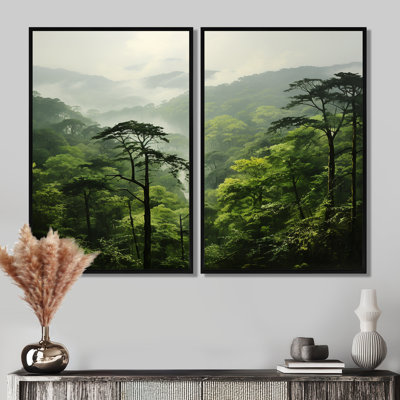 Forêt tropicale, paysage de jungle 1 - art mural tropical coloré 2 pièces