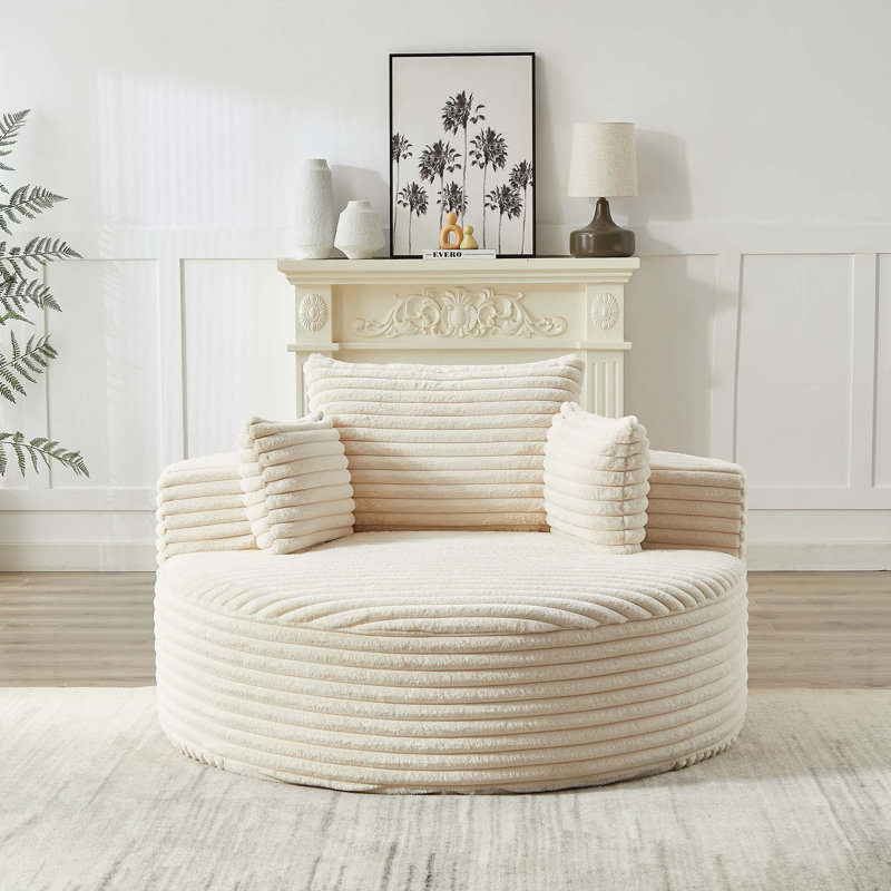 Canapé simple en velours côtelé de 55 po Fontanez, Velours côtelé beige, H 35 po x l 55 po x P 55 po incorrect 