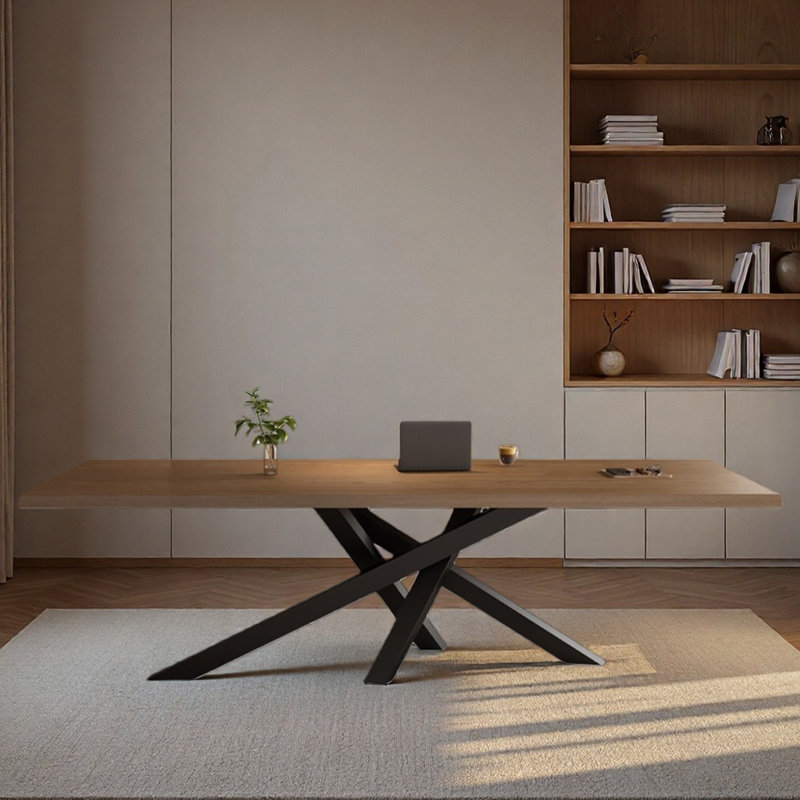 Table de bureau longue en bois massif de conception simple, H 29,53 po x l 86,61 po x P 35,43 po
