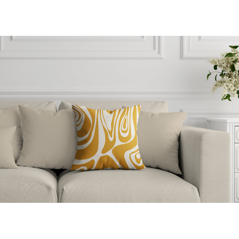 Cooper Outdoor Reversible Throw Pillow, 17H" x 17W", Mustard