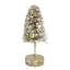 Champagne Glittered Tree On Wood Base - Set of 12 - 2.4" x 2.4" x 6"H - Gold