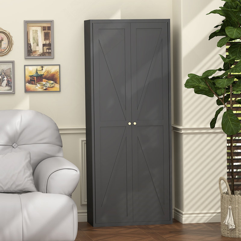 Buffet en métal, armoire de rangement, armoire de cuisine avec tablettes réglables pour la cuisine, Noir