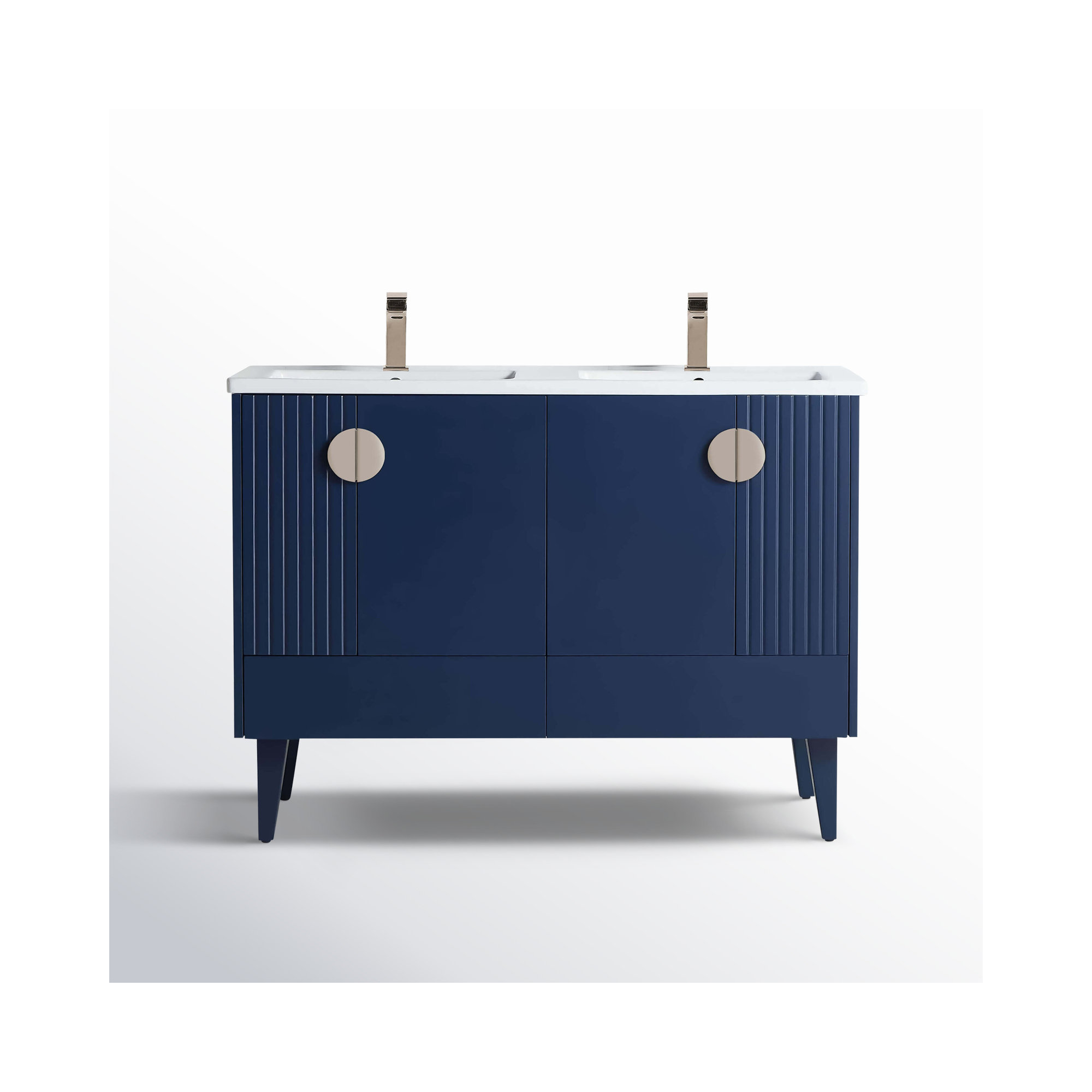 Saimah 47.25'' Double Bathroom Vanity, Navy Blue, Satin Nickel