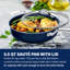Granitestone Blue 5.5 Quart Multipurpose Deep Saute Jumbo Cooker Fry Pan with Glass Lid