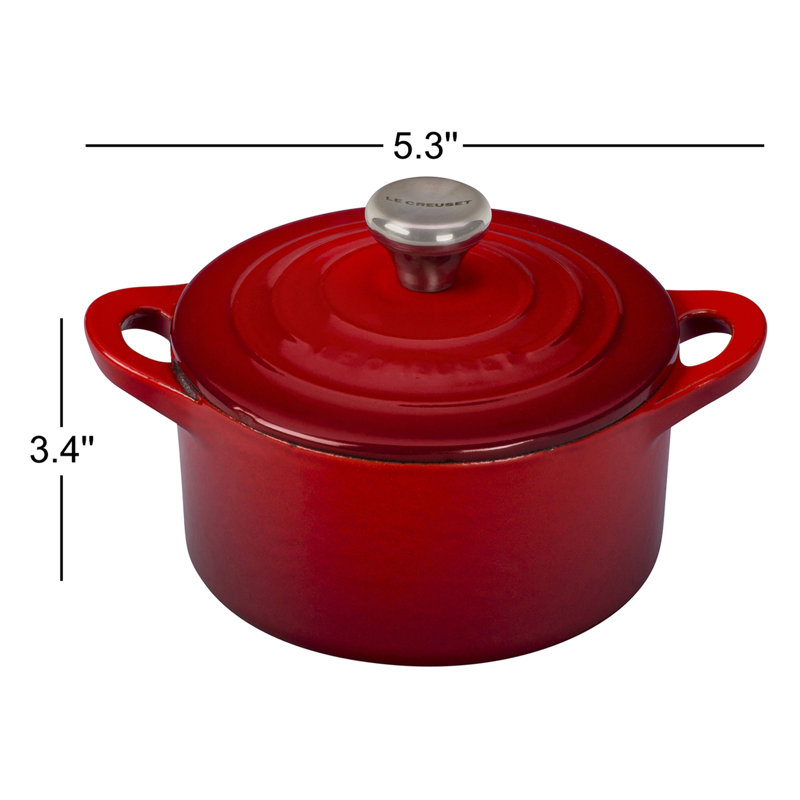 Le Creuset Enameled Cast Iron Round Mini Cocotte with Lid, Cerise