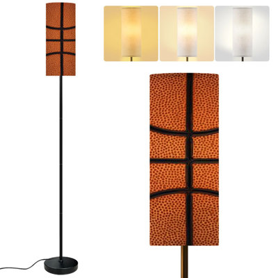  68.5" Standing Floor Lamp Basketball texture for Sport Dimmable Metal Pole Lamp with Linen Lampshade LED Bulb Included