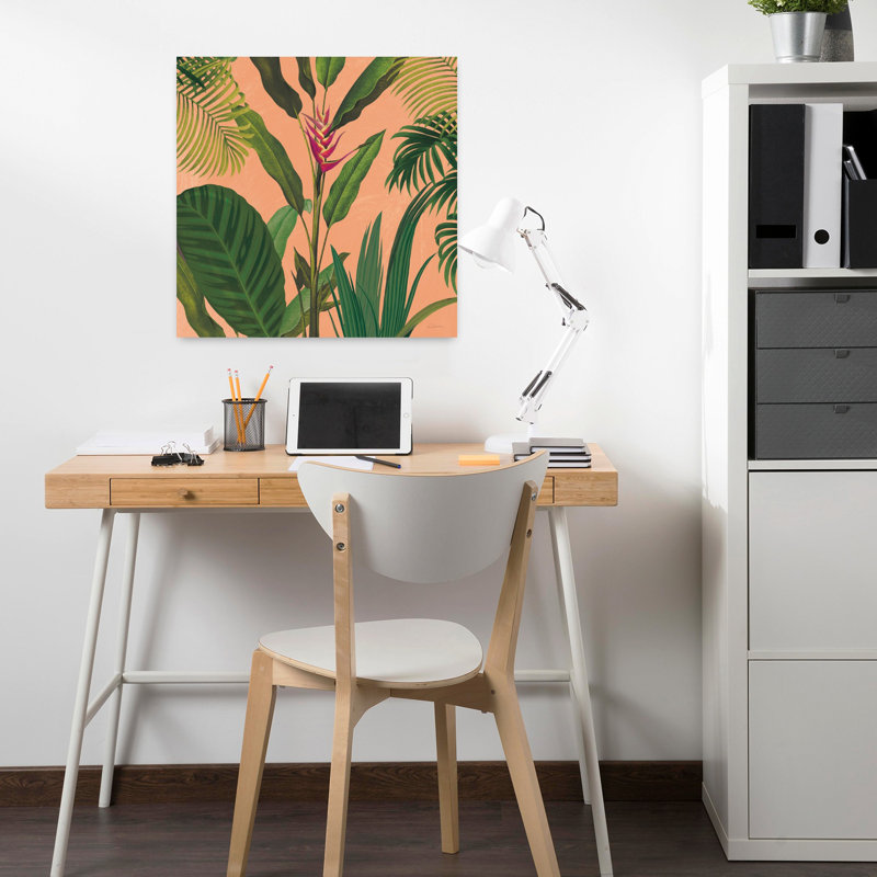 «Dramatic Tropical II», art abstrait de fleurs de palmier bohème, H 18 po x l 18 po
