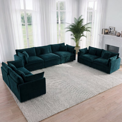 Ensemble de canapé surdimensionné en chenille 3 pièces (2 + 2 + 3 sièges), canapé modulaire à assise profonde pour le salon et le cinéma maison