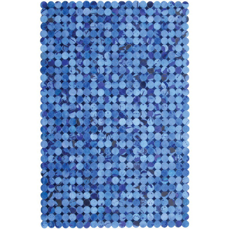 Tapis bleu vache géométrique fait main Ademola, Rectangle 4 pi x 6 pi