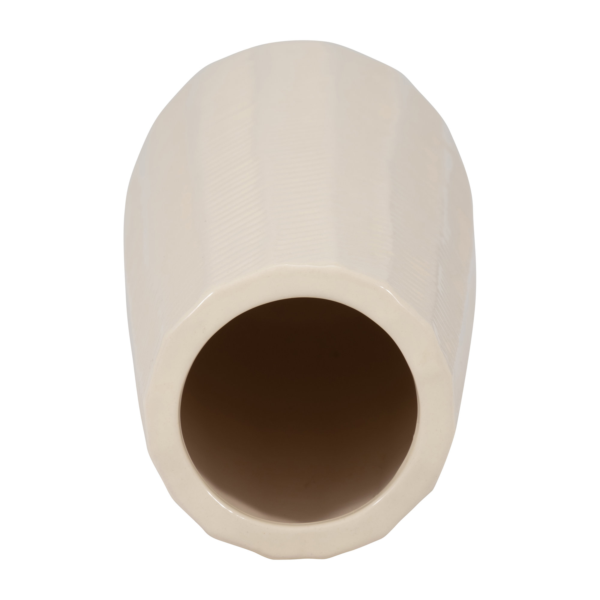 Celia Handmade Stoneware Table Vase, 12" H x 5" W x 5" D, Ivory/Beige
