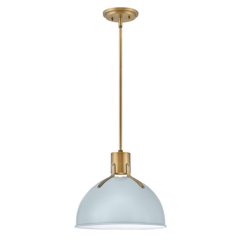 Luminaire suspendu en dôme à 1 lumière Clendon, H 12,25 po x l 14 po x P 14 po, Blanc poli, Blanc poli