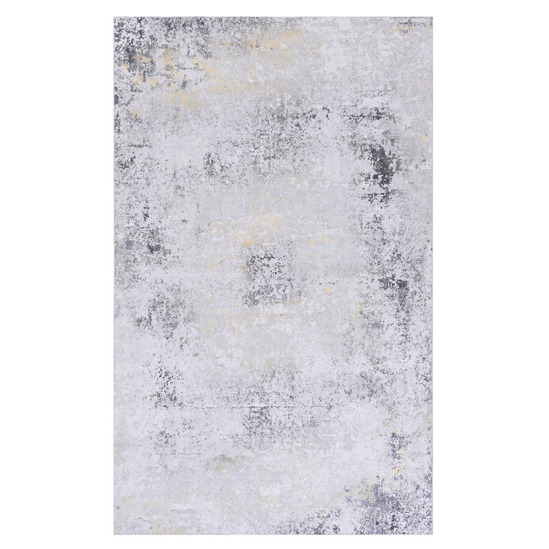 Washable 4X6 Area Rug, Non-Slip, Non-Shedding, Low-Pile, Foldable, & Pet - Add A Touch Of Elegance To Your Kitchen, Dining Room  Gray Make Bedroom, Living Room, More Attractive