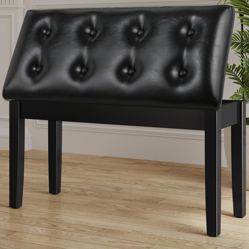 Leather Match Upholstered Storage Bench