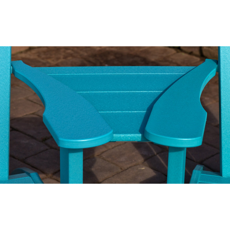 Aatikah Plastic Adirondack Chair with Ottoman and Table, Aruba Blue