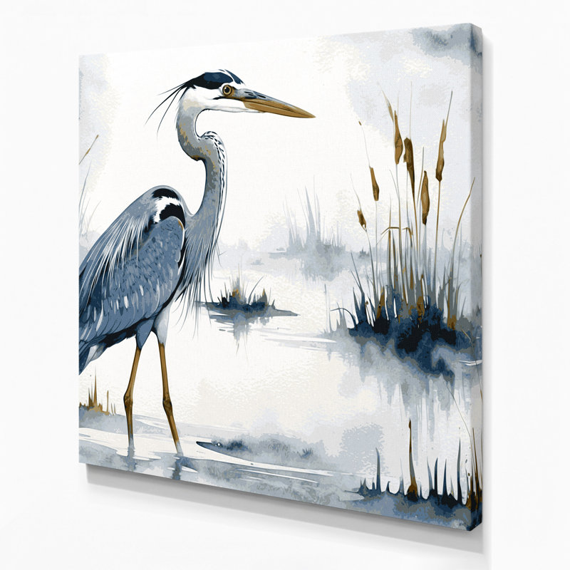 «Birds Great Blue Heron», art mural sur toile, H 8 po x l 8 po