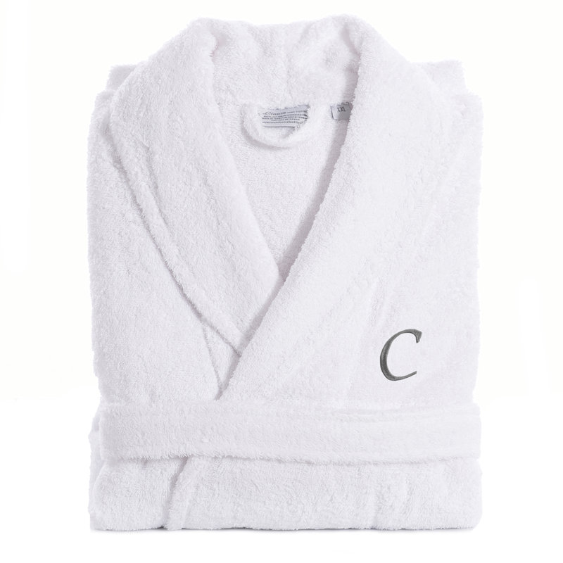 Peignoir personnalisé 100% coton éponge avec poches, gris, Grand / Très grand, C