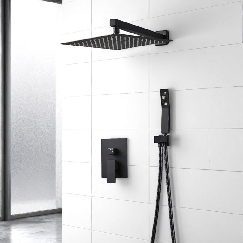 Complete Shower System with Rough-in Valve with 10 Inches Rain Shower Head, Matte Black