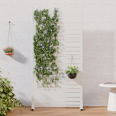 72" H x 35" W x 16" D Freestanding Outdoor Metal Privacy Screen Decorative Screen Room Divider Lattice Panel Fence Panel for Patio