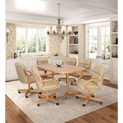 7-Piece Extendable Double-Pedestal Caster Dining Set