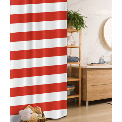 Glaucio Striped Shower Curtain with Hooks Included