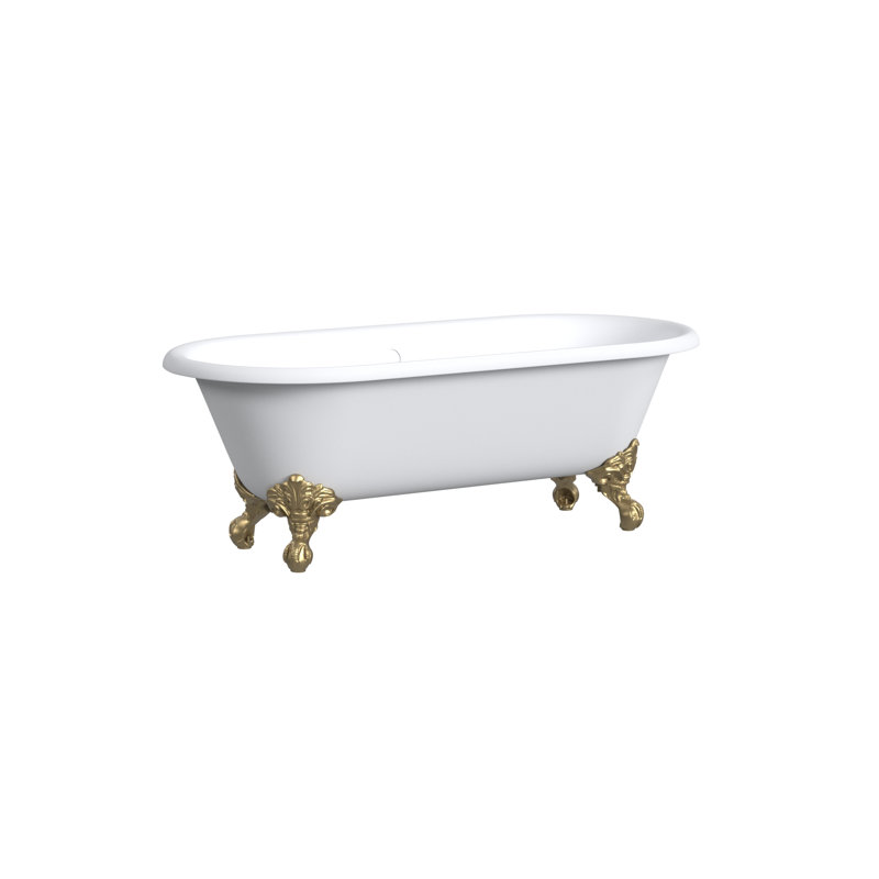 Armand 68'' x 31'' Soaking Cast Iron Bathtub, Polished Brass, White Interior with Custom Color Exterior