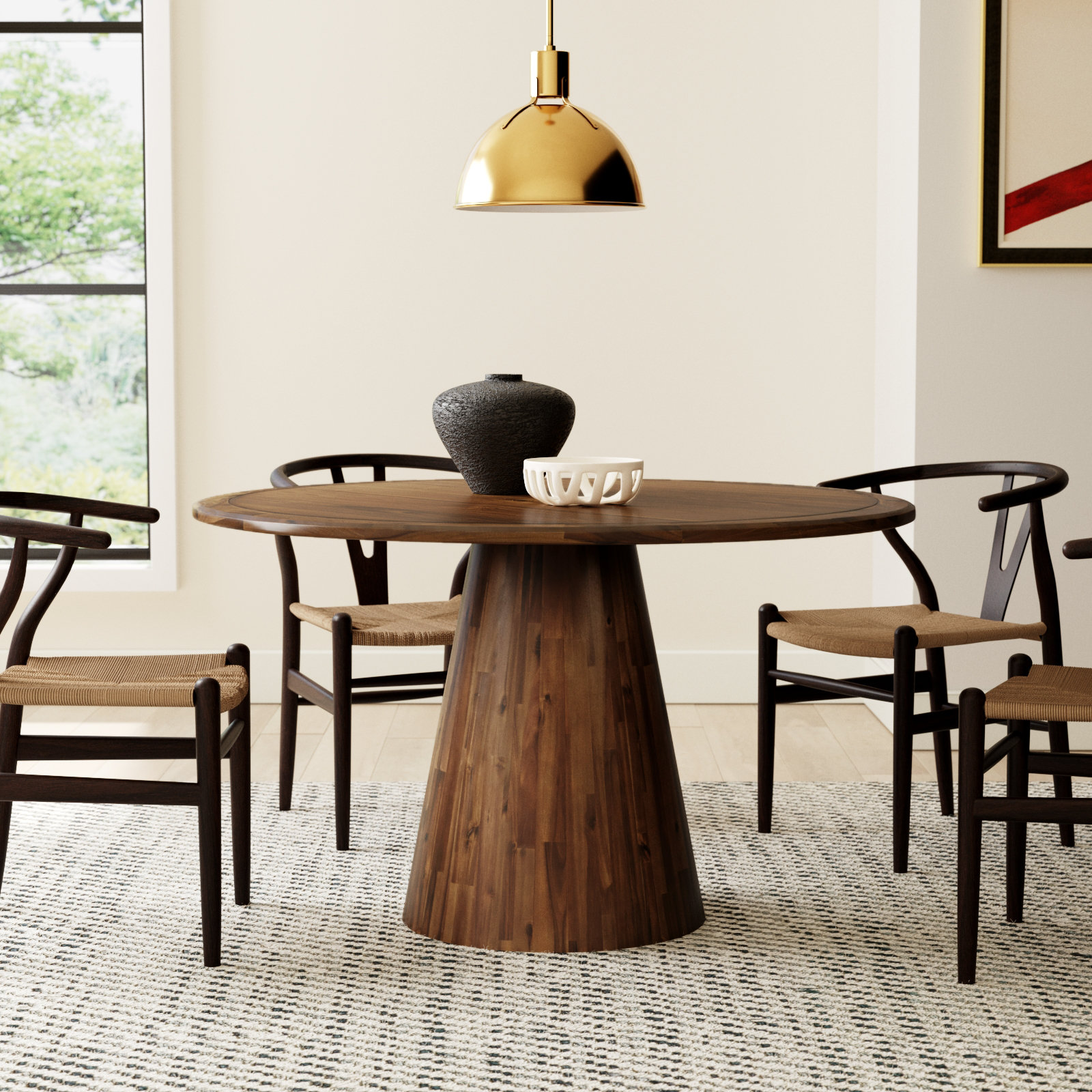 Darlington Acacia Dining Table, Brown, 30" H x 50" W x 50" D