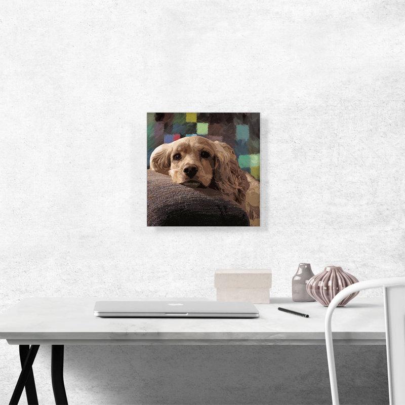 American Cocker Spaniel Dog Breed Squares - reproduction d'art sur toile tendue, H 12 po x l 12 po x P 0,75 po