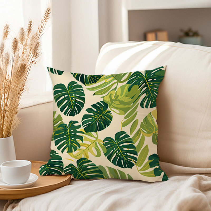 Botanical Monstera Leaves Pattern I Tropical, 18"H x 18"W