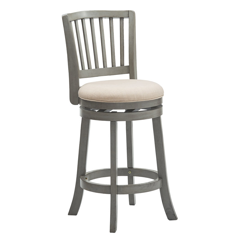 Tabouret de bar et de comptoir pivotant Jovie, Tabouret de comptoir (siège d'une hauteur de 24,3, Gris antique, Beige