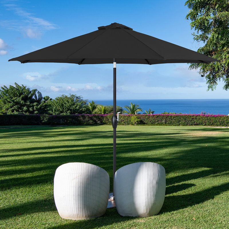 Parasol de patio inclinable 9 pieds, parasol de marché extérieur avec auvent résistant à la décoloration, vitrail de luxe
