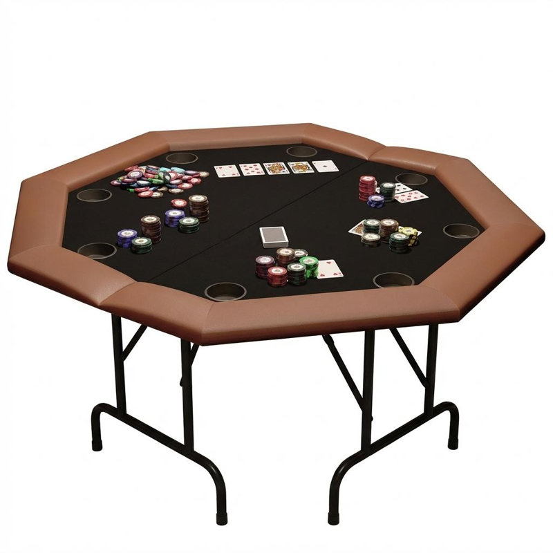 Table de poker pour 8 joueurs - Conception pliable avec pieds pliables, porte-gobelet en plastique | Surface portative de qualité casino pour Texas Holdem, Blackjack et jeux de cartes