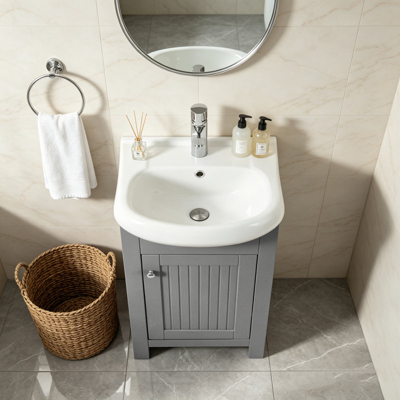Mini-meuble-lavabo simple 18 po avec plateau en céramique Chrystan