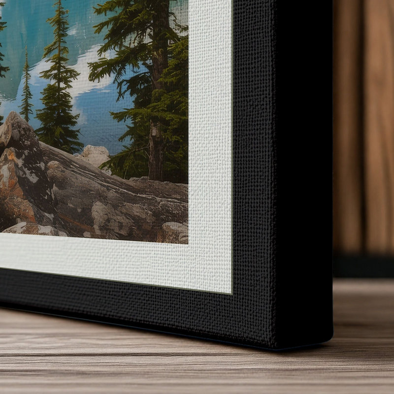 Alpine Lake Wilderness Scandinavian - Wrapped Canvas, 24x16 - 61.0 x 40.6 cm, Black Border