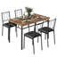 Ensemble de table de salle à manger moderne pour 4 personnes, table de cuisine en bois de ferme avec 4 chaises rembourrées, coin-repas compact-1470252643