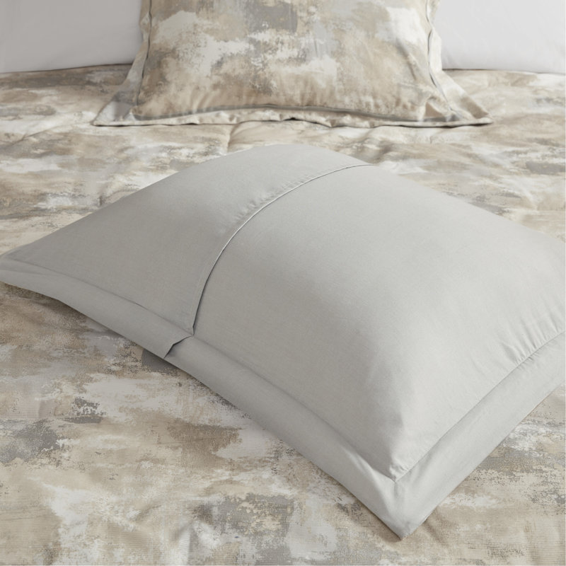 7 Piece Textured Cotton Blend Comforter Set Gray Queen, Queen Comforter + 2 Standard Shams