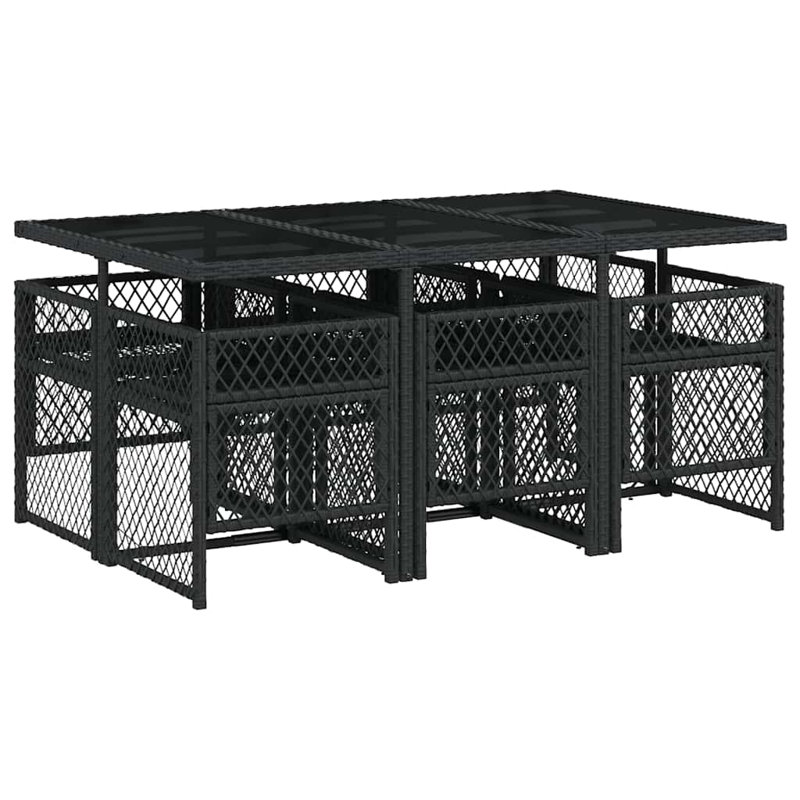 Patio Dining Set with, Cream White, Black