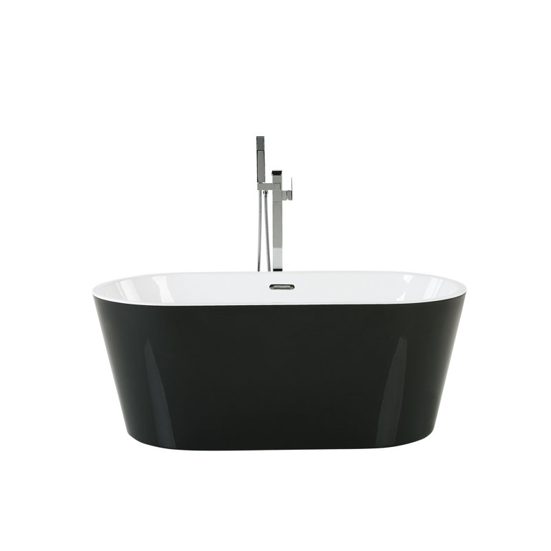 Undis 1500mm x 750mm Soaking Acrylic Bathtub, 58cm H x 75cm W x 150cm D, Black