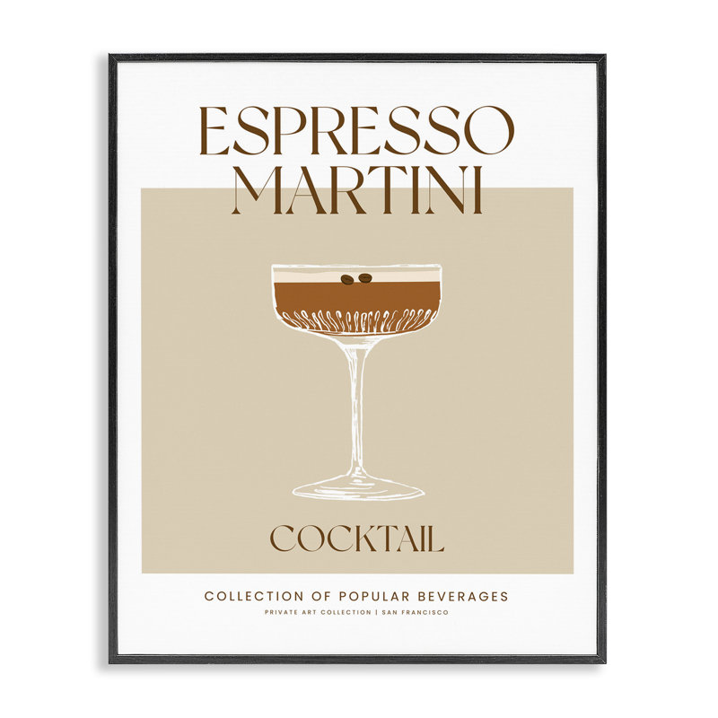 Art de la giclée encadrée Minimal Espresso, design par Lettré et doublé, H 14 po x l 11 po, Giclée encadrée noir minuit