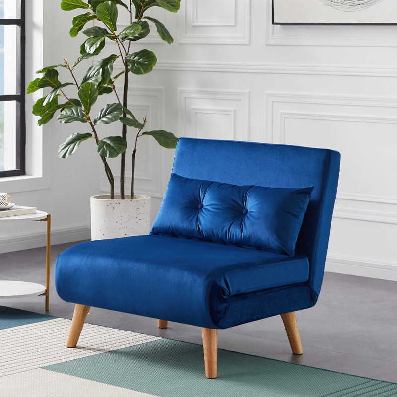 Sisk Velvet Accent Chair, Blue