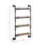 Étagère murale à 4 niveaux en chêne et noir sableux, structure en métal pour l'organisation de rangement de décor de bureau, 12 po, hauteur de paquet de 23 po, tablette L de 23 po, produit