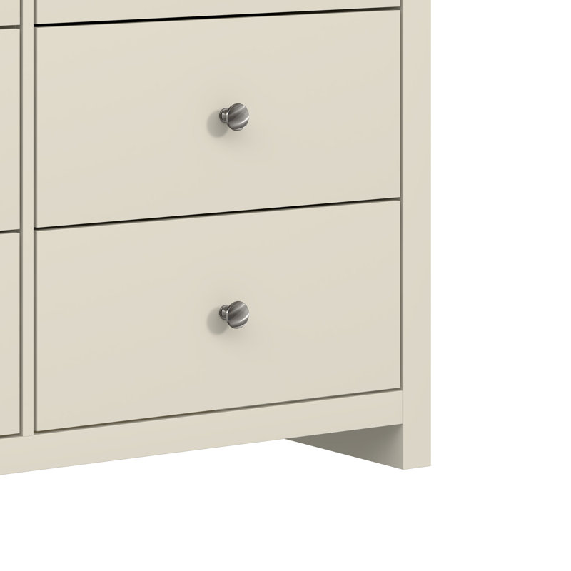 Commode double 6 tiroirs Tevrat, Ivoire / chêne noueux