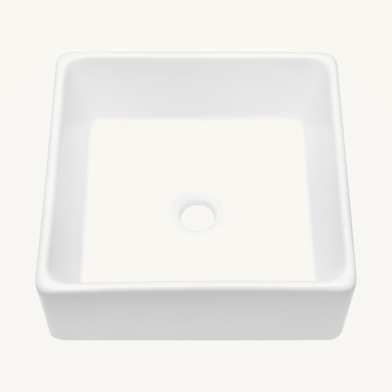 Lavabo de salle de bain vasque carrée 15X15 pouces en céramique blanche