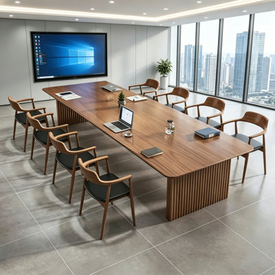 Large Solid Wood Conference Table, Long Table, Modern Office Desk