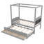 Lit plateforme simple avec tête de lit tapissier, lit gigogne simple et 3 tiroirs, cadre de lit à baldaquin princesse pour enfants, rangement et assemblage facile, beige-308120067-308120065